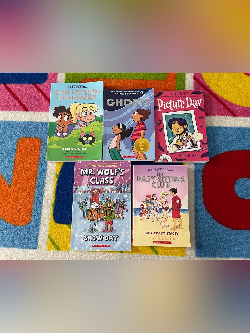 Kids Graphic Novel Book Lot Baby-Sitters Club Ghosts Picture Day Mr Wolf
